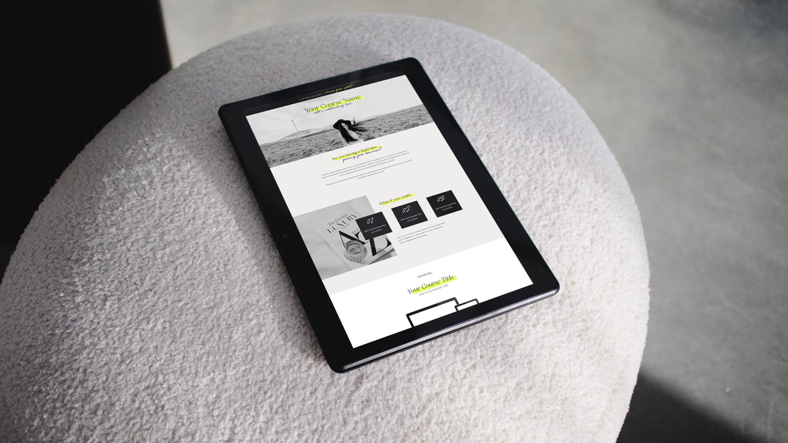 sales page template for Showit